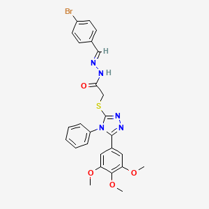 molecular formula C26H24BrN5O4S B11662321 N'-[(E)-(4-bromophenyl)methylidene]-2-{[4-phenyl-5-(3,4,5-trimethoxyphenyl)-4H-1,2,4-triazol-3-yl]sulfanyl}acetohydrazide 