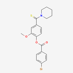 molecular formula C20H20BrNO3S B11662333 2-Methoxy-4-(piperidin-1-ylcarbonothioyl)phenyl 4-bromobenzoate 