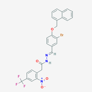 molecular formula C27H19BrF3N3O4 B11662352 N'-{(E)-[3-bromo-4-(naphthalen-1-ylmethoxy)phenyl]methylidene}-2-[2-nitro-4-(trifluoromethyl)phenyl]acetohydrazide 