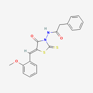 N-[(5Z)-5-[(2-methoxyphenyl)methylidene]-4-oxo-2-sulfanylidene-1,3-thiazolidin-3-yl]-2-phenylacetamide