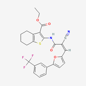 ethyl 2-{[(2Z)-2-cyano-3-{5-[3-(trifluoromethyl)phenyl]furan-2-yl}prop-2-enoyl]amino}-4,5,6,7-tetrahydro-1-benzothiophene-3-carboxylate