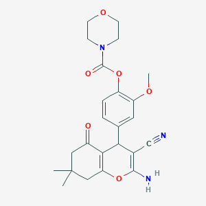 4-(2-amino-3-cyano-7,7-dimethyl-5-oxo-5,6,7,8-tetrahydro-4H-chromen-4-yl)-2-methoxyphenyl morpholine-4-carboxylate