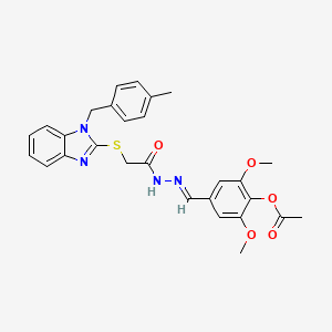 2,6-Dimethoxy-4-{(E)-[({[1-(4-methylbenzyl)-1H-benzimidazol-2-YL]sulfanyl}acetyl)hydrazono]methyl}phenyl acetate