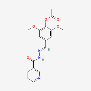 molecular formula C17H17N3O5 B11662426 2,6-dimethoxy-4-{(E)-[(3-pyridinylcarbonyl)hydrazono]methyl}phenyl acetate 