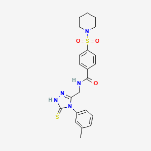 4-(piperidin-1-ylsulfonyl)-N-((5-thioxo-4-(m-tolyl)-4,5-dihydro-1H-1,2,4-triazol-3-yl)methyl)benzamide