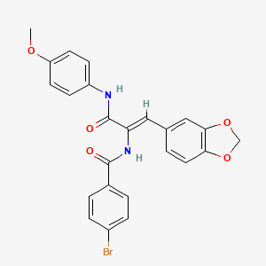 molecular formula C24H19BrN2O5 B11662457 N-{(1Z)-1-(1,3-benzodioxol-5-yl)-3-[(4-methoxyphenyl)amino]-3-oxoprop-1-en-2-yl}-4-bromobenzamide 