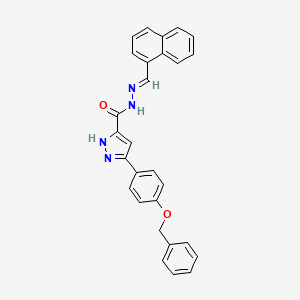 molecular formula C28H22N4O2 B11662468 3-(4-(Benzyloxy)phenyl)-N'-(naphthalen-1-ylmethylene)-1H-pyrazole-5-carbohydrazide CAS No. 302918-58-7