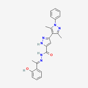 (E)-N'-(1-(2-Hydroxyphenyl)ethylidene)-3',5'-dimethyl-1'-phenyl-1H,1'H-3,4'-bipyrazole-5-carbohydrazide