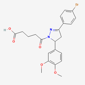 molecular formula C22H23BrN2O5 B11662502 5-[3-(4-bromophenyl)-5-(3,4-dimethoxyphenyl)-4,5-dihydro-1H-pyrazol-1-yl]-5-oxopentanoic acid 