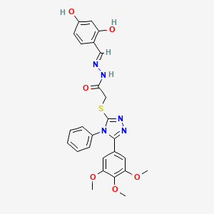 N'-[(E)-(2,4-dihydroxyphenyl)methylidene]-2-{[4-phenyl-5-(3,4,5-trimethoxyphenyl)-4H-1,2,4-triazol-3-yl]sulfanyl}acetohydrazide