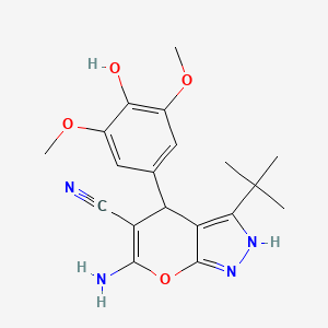 6-Amino-3-tert-butyl-4-(4-hydroxy-3,5-dimethoxyphenyl)-1,4-dihydropyrano[2,3-c]pyrazole-5-carbonitrile