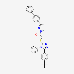 molecular formula C34H33N5OS B11662628 N'-[(1E)-1-(biphenyl-4-yl)ethylidene]-2-{[5-(4-tert-butylphenyl)-4-phenyl-4H-1,2,4-triazol-3-yl]sulfanyl}acetohydrazide 