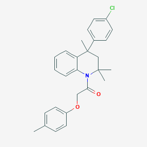 molecular formula C27H28ClNO2 B11662630 1-[4-(4-chlorophenyl)-2,2,4-trimethyl-3,4-dihydroquinolin-1(2H)-yl]-2-(4-methylphenoxy)ethanone 