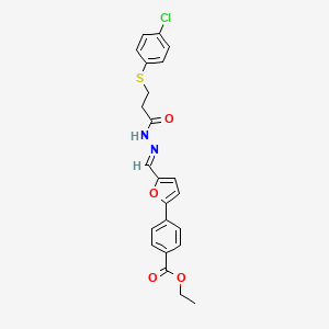 ethyl 4-{5-[(E)-(2-{3-[(4-chlorophenyl)sulfanyl]propanoyl}hydrazinylidene)methyl]furan-2-yl}benzoate