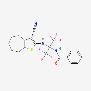 N-{2-[(3-cyano-5,6,7,8-tetrahydro-4H-cyclohepta[b]thiophen-2-yl)amino]-1,1,1,3,3,3-hexafluoropropan-2-yl}benzamide