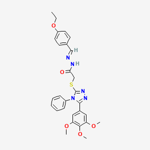 molecular formula C28H29N5O5S B11662675 N'-[(E)-(4-ethoxyphenyl)methylidene]-2-{[4-phenyl-5-(3,4,5-trimethoxyphenyl)-4H-1,2,4-triazol-3-yl]sulfanyl}acetohydrazide 