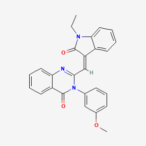 molecular formula C26H21N3O3 B11662681 2-[(Z)-(1-ethyl-2-oxo-1,2-dihydro-3H-indol-3-ylidene)methyl]-3-(3-methoxyphenyl)quinazolin-4(3H)-one 