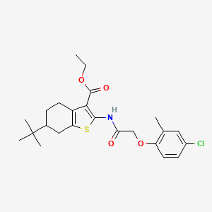 molecular formula C24H30ClNO4S B11662718 Ethyl 6-tert-butyl-2-{[(4-chloro-2-methylphenoxy)acetyl]amino}-4,5,6,7-tetrahydro-1-benzothiophene-3-carboxylate 