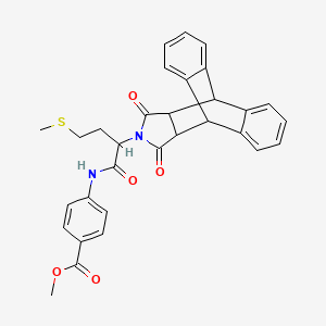 Methyl 4-{[2-(16,18-dioxo-17-azapentacyclo[6.6.5.0~2,7~.0~9,14~.0~15,19~]nonadeca-2,4,6,9,11,13-hexaen-17-yl)-4-(methylsulfanyl)butanoyl]amino}benzoate (non-preferred name)