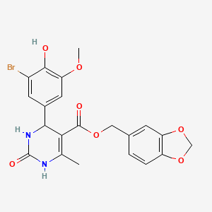 1,3-Benzodioxol-5-ylmethyl 4-(3-bromo-4-hydroxy-5-methoxyphenyl)-6-methyl-2-oxo-1,2,3,4-tetrahydropyrimidine-5-carboxylate