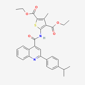 Diethyl 3-methyl-5-[({2-[4-(propan-2-yl)phenyl]quinolin-4-yl}carbonyl)amino]thiophene-2,4-dicarboxylate