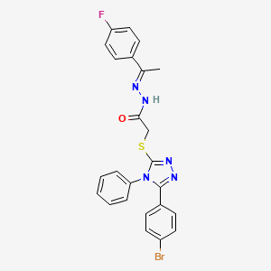 molecular formula C24H19BrFN5OS B11662784 2-{[5-(4-bromophenyl)-4-phenyl-4H-1,2,4-triazol-3-yl]sulfanyl}-N'-[(1E)-1-(4-fluorophenyl)ethylidene]acetohydrazide 