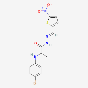 molecular formula C14H13BrN4O3S B11662817 2-(4-bromoanilino)-N'-[(E)-(5-nitro-2-thienyl)methylidene]propanohydrazide 