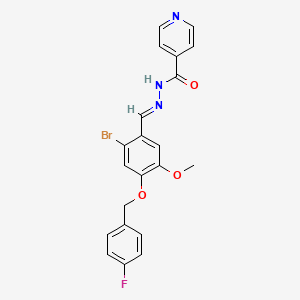 molecular formula C21H17BrFN3O3 B11662821 N'-[(E)-{2-bromo-4-[(4-fluorobenzyl)oxy]-5-methoxyphenyl}methylidene]pyridine-4-carbohydrazide 