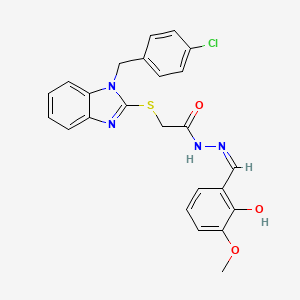 molecular formula C24H21ClN4O3S B11662846 2-{[1-(4-chlorobenzyl)-1H-benzimidazol-2-yl]sulfanyl}-N'-(2-hydroxy-3-methoxybenzylidene)acetohydrazide 