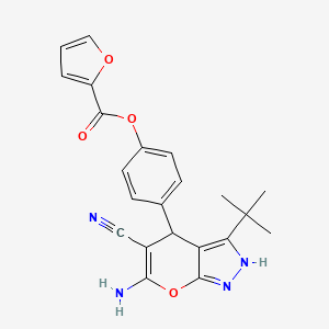 4-(6-Amino-3-tert-butyl-5-cyano-1,4-dihydropyrano[2,3-c]pyrazol-4-yl)phenyl furan-2-carboxylate