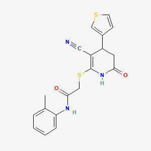 2-{[3-cyano-6-oxo-4-(thiophen-3-yl)-1,4,5,6-tetrahydropyridin-2-yl]sulfanyl}-N-(2-methylphenyl)acetamide