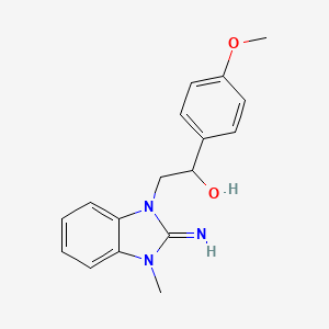 molecular formula C17H19N3O2 B11662882 2-(2-imino-3-methyl-2,3-dihydro-1H-benzimidazol-1-yl)-1-(4-methoxyphenyl)ethanol 