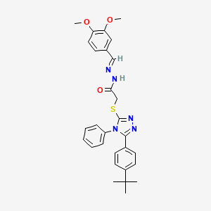 2-{[5-(4-tert-butylphenyl)-4-phenyl-4H-1,2,4-triazol-3-yl]sulfanyl}-N'-[(E)-(3,4-dimethoxyphenyl)methylidene]acetohydrazide