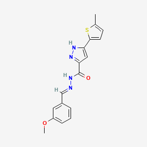 molecular formula C17H16N4O2S B11662906 N'-(3-Methoxybenzylidene)-3-(5-methyl-2-thienyl)-1H-pyrazole-5-carbohydrazide 