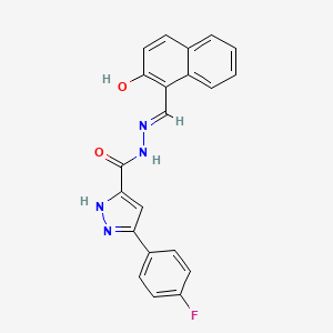 molecular formula C21H15FN4O2 B11662939 3-(4-Fluorophenyl)-N'-((2-HO-1-naphthyl)methylene)-1H-pyrazole-5-carbohydrazide 