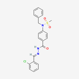 molecular formula C22H20ClN3O3S B11662946 N-benzyl-N-(4-{[(2E)-2-(2-chlorobenzylidene)hydrazinyl]carbonyl}phenyl)methanesulfonamide 