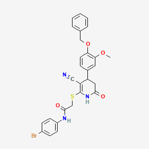 2-({4-[4-(benzyloxy)-3-methoxyphenyl]-3-cyano-6-oxo-1,4,5,6-tetrahydropyridin-2-yl}sulfanyl)-N-(4-bromophenyl)acetamide