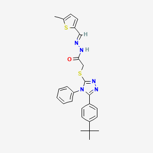 molecular formula C26H27N5OS2 B11662953 2-{[5-(4-tert-butylphenyl)-4-phenyl-4H-1,2,4-triazol-3-yl]sulfanyl}-N'-[(E)-(5-methylthiophen-2-yl)methylidene]acetohydrazide 