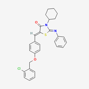 (2E,5Z)-5-({4-[(2-Chlorophenyl)methoxy]phenyl}methylidene)-3-cyclohexyl-2-(phenylimino)-1,3-thiazolidin-4-one