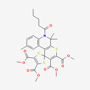 molecular formula C30H33NO9S3 B11662971 Tetramethyl 5',5',9'-trimethyl-6'-pentanoyl-5',6'-dihydrospiro[1,3-dithiole-2,1'-thiopyrano[2,3-c]quinoline]-2',3',4,5-tetracarboxylate 