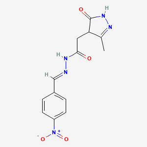 2-(3-hydroxy-5-methyl-4H-pyrazol-4-yl)-N'-[(E)-(4-nitrophenyl)methylidene]acetohydrazide