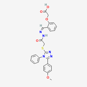 2-{2-[(Z)-[(2-{[5-(4-Methoxyphenyl)-4-phenyl-4H-1,2,4-triazol-3-YL]sulfanyl}acetamido)imino]methyl]phenoxy}acetic acid