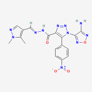 1-(4-amino-1,2,5-oxadiazol-3-yl)-N'-[(E)-(1,5-dimethyl-1H-pyrazol-4-yl)methylidene]-5-(4-nitrophenyl)-1H-1,2,3-triazole-4-carbohydrazide