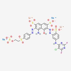 molecular formula C30H30N4O8 B1166300 Lithium sodium hydrogen 4-amino-6-(5-(5-chloro-2,6-difluoropyrimidin-4-ylamino)-2-sulfonatophenylazo)-5-hydroxy-3-(4-(2-(sulfonatooxy)ethylsulfonyl)phenylazo)naphthalene-2,7-disulfonate CAS No. 108624-00-6