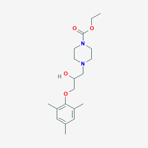 molecular formula C19H30N2O4 B11663003 Ethyl 4-[2-hydroxy-3-(2,4,6-trimethylphenoxy)propyl]piperazine-1-carboxylate 