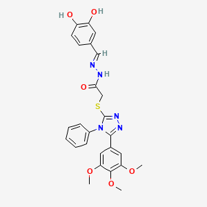 N'-[(E)-(3,4-dihydroxyphenyl)methylidene]-2-{[4-phenyl-5-(3,4,5-trimethoxyphenyl)-4H-1,2,4-triazol-3-yl]sulfanyl}acetohydrazide