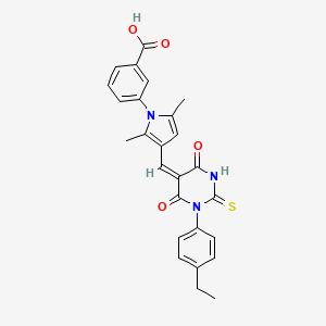 3-(3-{(E)-[1-(4-ethylphenyl)-4,6-dioxo-2-thioxotetrahydropyrimidin-5(2H)-ylidene]methyl}-2,5-dimethyl-1H-pyrrol-1-yl)benzoic acid