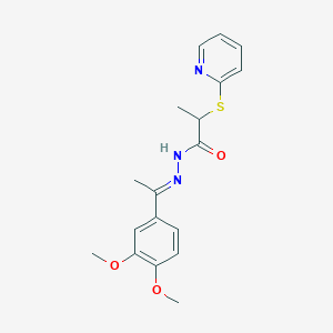 N'-[(1E)-1-(3,4-dimethoxyphenyl)ethylidene]-2-(pyridin-2-ylsulfanyl)propanehydrazide