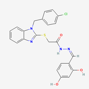 2-({1-[(4-Chlorophenyl)methyl]-1H-1,3-benzodiazol-2-YL}sulfanyl)-N'-[(Z)-(2,4-dihydroxyphenyl)methylidene]acetohydrazide