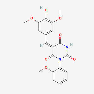 (5E)-5-[(4-hydroxy-3,5-dimethoxyphenyl)methylidene]-1-(2-methoxyphenyl)-1,3-diazinane-2,4,6-trione